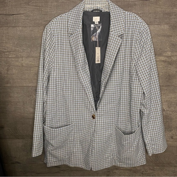 A New Day Women's Blazer XXL Plaid Soft Casual Jacket Button NWT - Picture 1 of 8